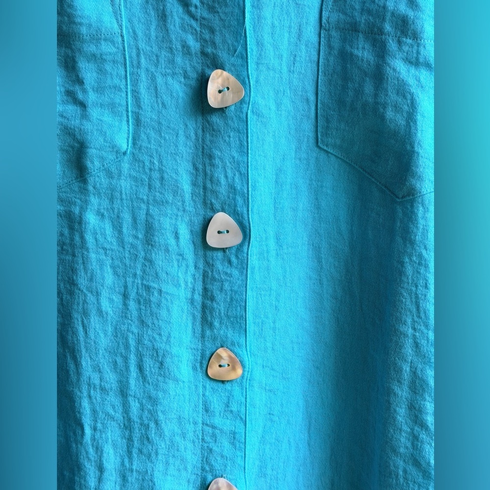 John Mark Turquoise Button-Down Shirt Triangular … - image 3